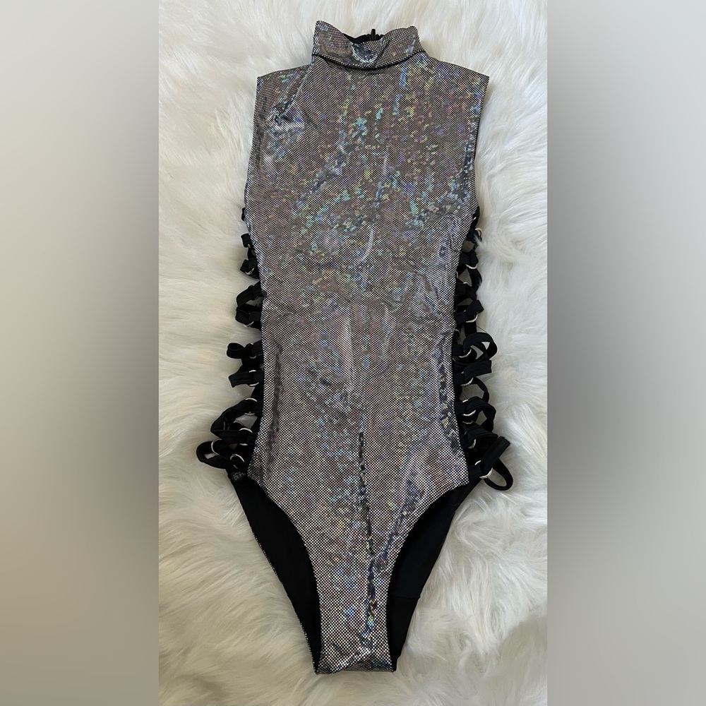 Little Black Diamond Holographic Espionage Reversible Bodysuit (PLEASE READ)